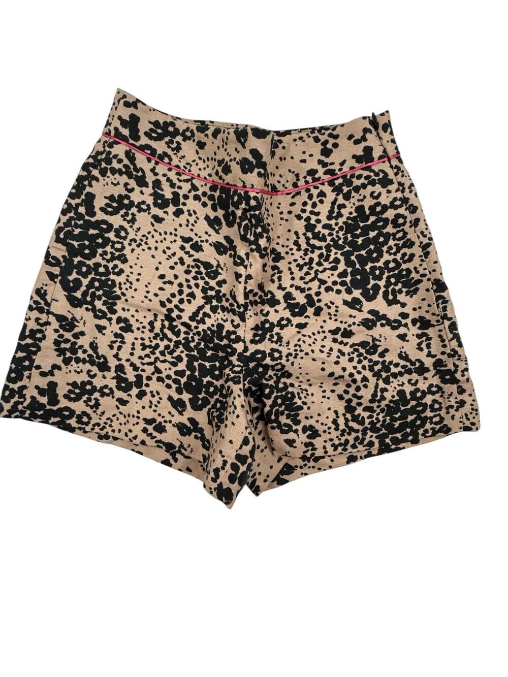 J.Crew High-Rise Linen Blend Leopard Print Trouser Shorts Size 0